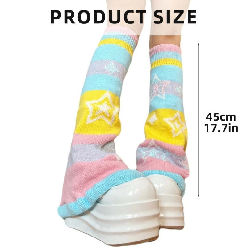 Двусторонние расклешенные гетры Candy Color Stripe Star Акрил