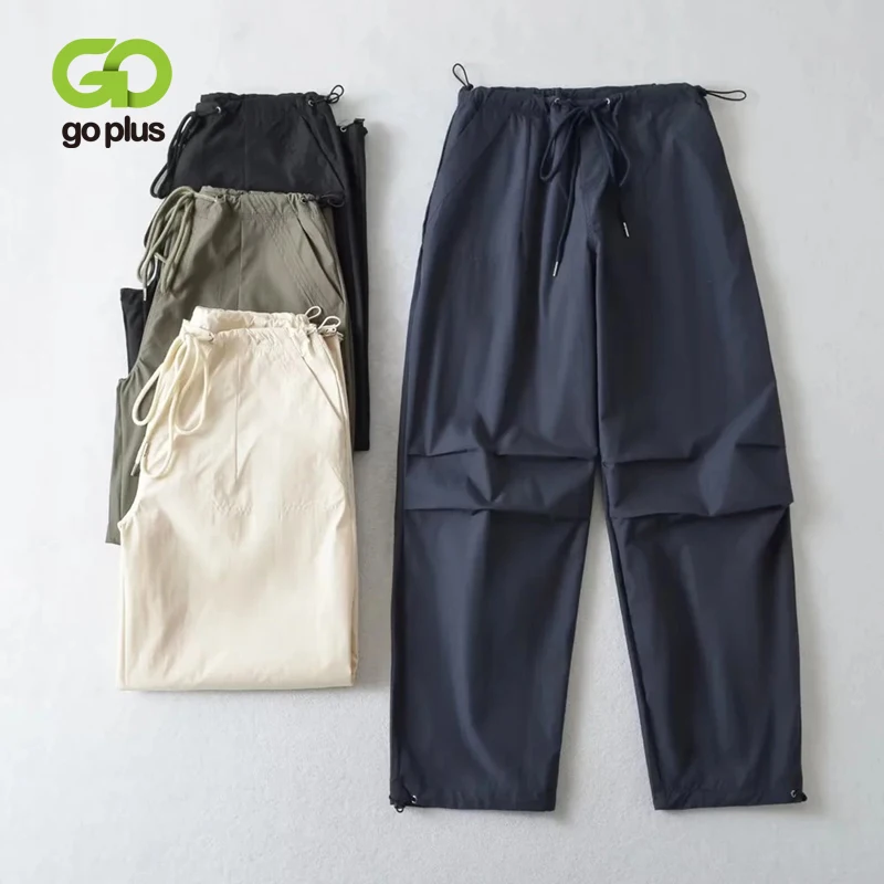 

GOPLUS Wide Pants Women's Summer High Waist Black Cargo Pants Harem Trousers Pantalones Para Mujeres Broeken Hosen Dames C12027