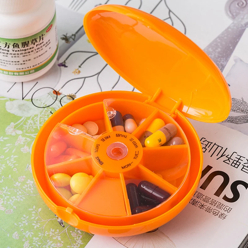 

1Pc 7 Days Pill Medicine Box Weekly Tablet Holder Storage Organizer Container Case Pill Box Splitters 5 Colors