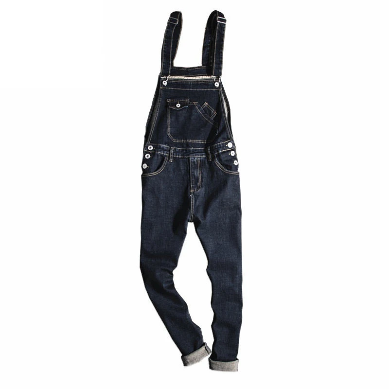 Fashion Blue Jumpsuit Men's Denim Jumpsuit Classic Jeans Cotton Slim Fit Hip Hop Youth Pants
