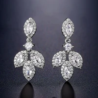korean new fashion simple jewelry elegant leaf zircon stud earrings for women wedding party accessories gifts