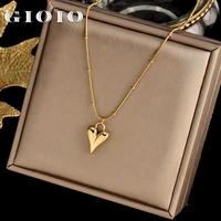 classic peach heart pendant stainless steel necklace korean fashion jewelry girls sexy heart shaped clavicle chain for woman