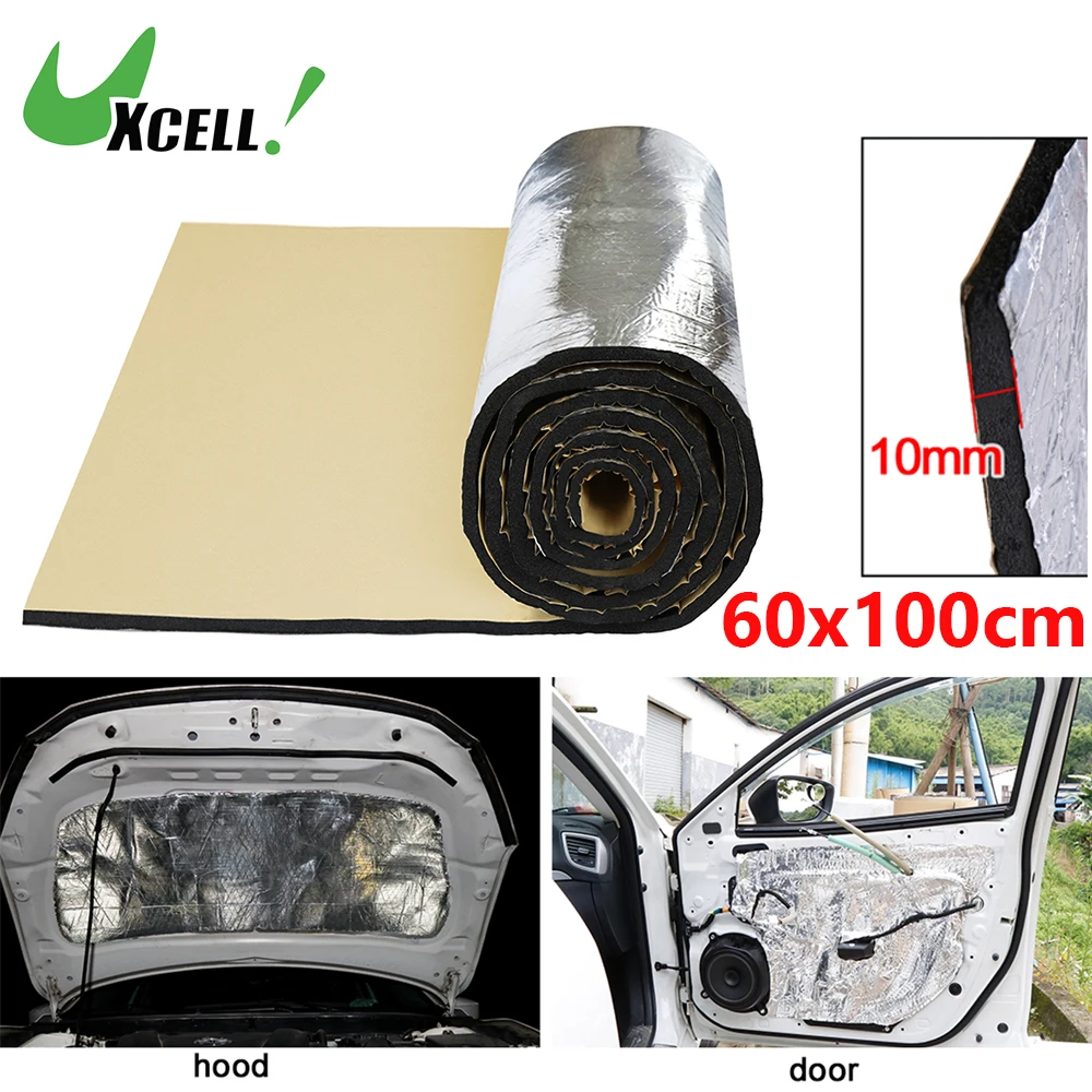 

Uxcell 60cm*100cm 10mm Thick Car Firewall Heat Sound Deadener Insulation Mat Auto Exhaust Muffler Hood Door Engine Insulation