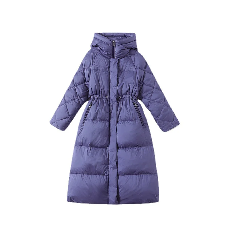 2022 Winter New Padded Long Black  Hooded 90 White Duck Down Coats Women's Upscale Fashion Loose Warmer Bread Jackets