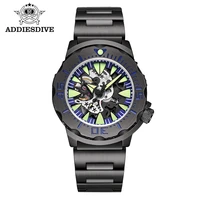 addiesdive men watch skeleton automatic mechanical watch luxury sapphire steel wristwatch 20bar waterproof luminous watches nh38