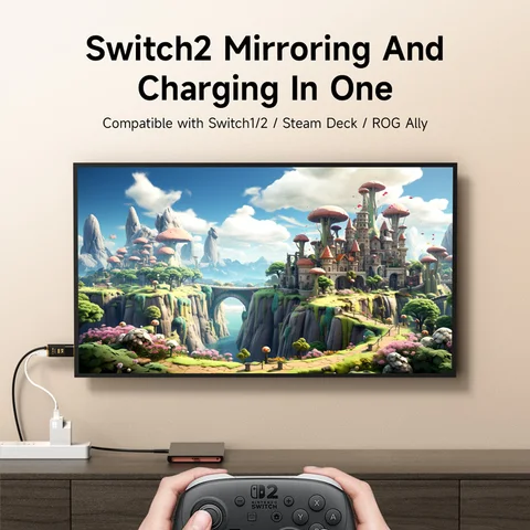 Док-станция Hagibis Switch для Nintendo Switch/OLED/Switch2 Кабель-адаптер USB C к HDMI 8K при 60 Гц HDR 100 Вт PD для ноутбуков SteamDeck ROG