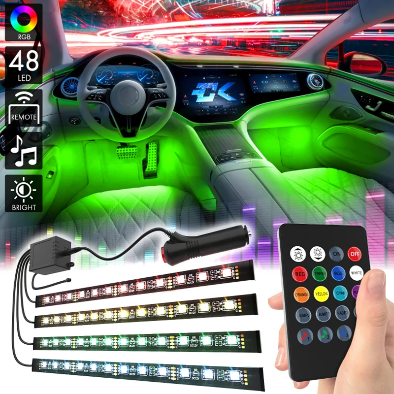 

Car Interior Lighting Flexible Neon Led Strip Ambient Lights Backlight Music Control App RGB Decoration Atmosphere Lights