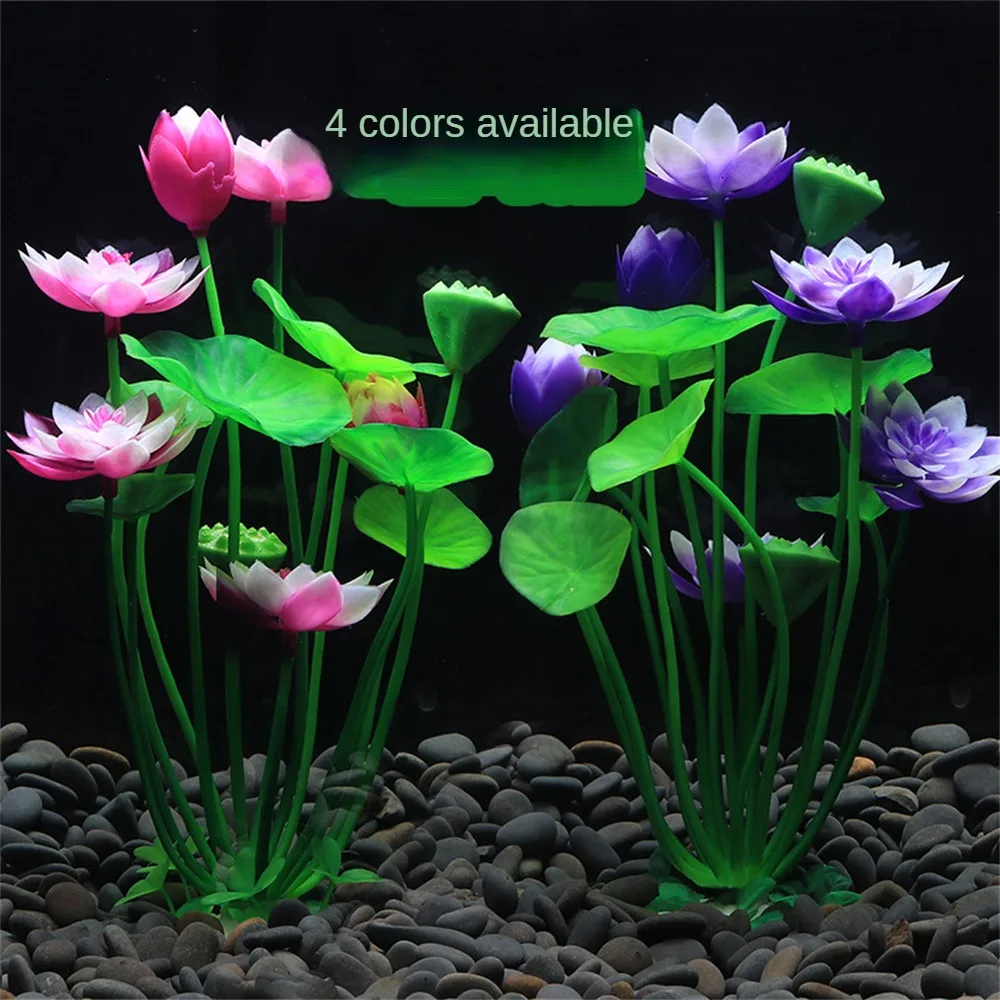 

Artificial Fake Flower Lotus 21CM Plants Ornament Plastic Aquatic Plant Fish Tank Aquarium Decoration Underwater Landscape Decor