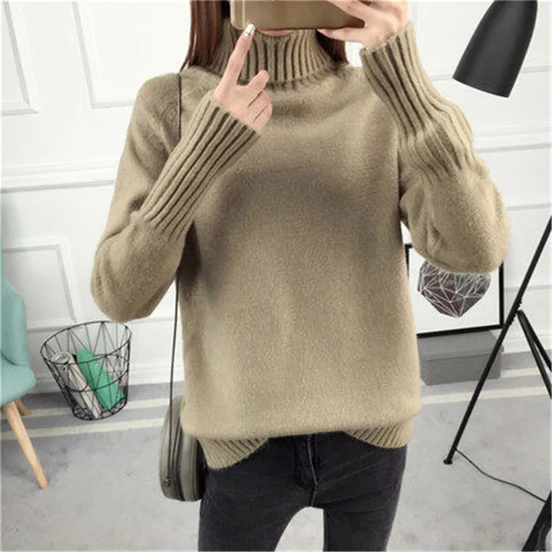

Women 2023 Autumn Winter Turtleneck Sweater New Design Green Thick Tricot Women Sweater And Pullover Female Jumper Tops0