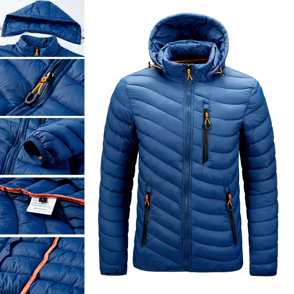 New Winter Warm Waterproof Down Jacket Men Down Coat Autumn Sweatshirt With Zipper Fashion Casual Slim Hooded Jackets Outerwear