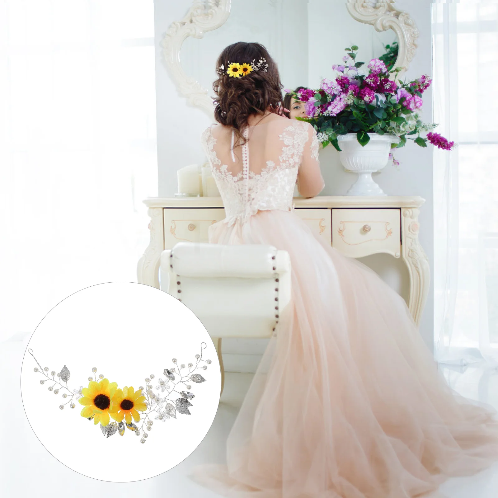 Жемчужная повязка на голову с цветком солнца повязки подсолнухом для маленьких