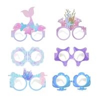 6pcs mermaid party paper glasses mermaid birthday party decoration under the sea theme photo booth props kids favors baby shower