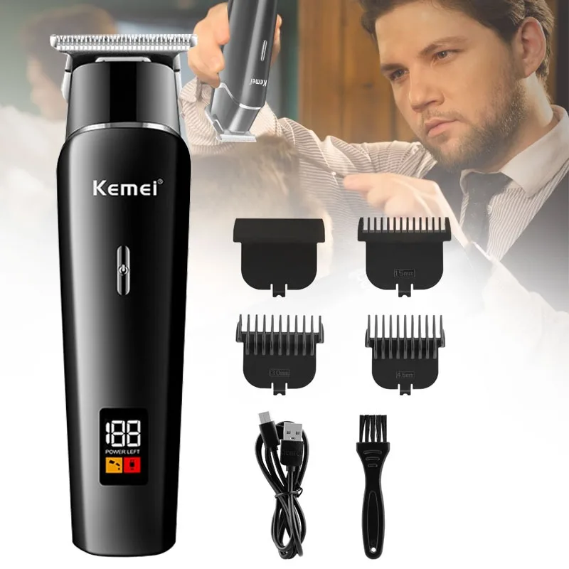 

Kemei Rechargeable Electric Hair Clipper Cordless Hair Cutting Machine Professional USB Barber Trimmer for Men Shaver Km-1113