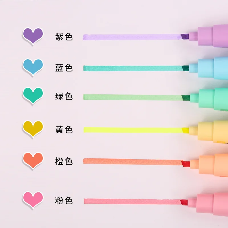 

6Pcs Macron Color Highlighter Pen Mini Markers Set Fluorescent Pastel for Drawing Office Cute Student Stationery Art Supplies