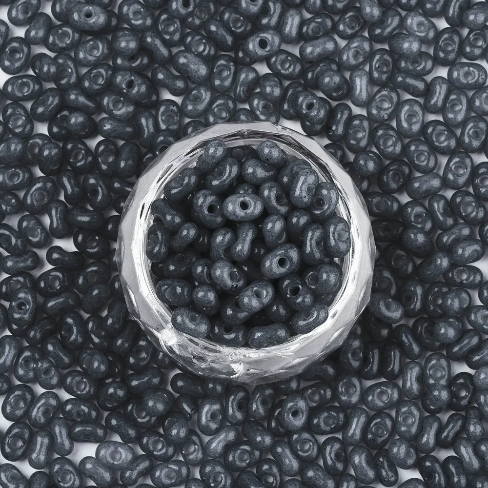 

10g Grade A Glass Seed Beads Czech Imitation Jade Peanut Beads Slate Gray 2-6x1.5-3mm Hole: 0.8-1.2mm about 95-888pcs/10g
