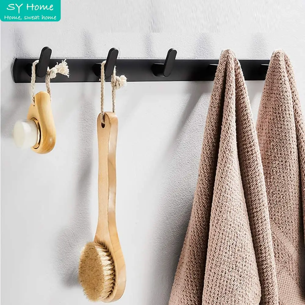 

Wall Hanger Towel Rack Black White Wall Hooks Clothes Rack Towel Holder Wall Coat Rack Hanging Hooks Bathroom Accessories