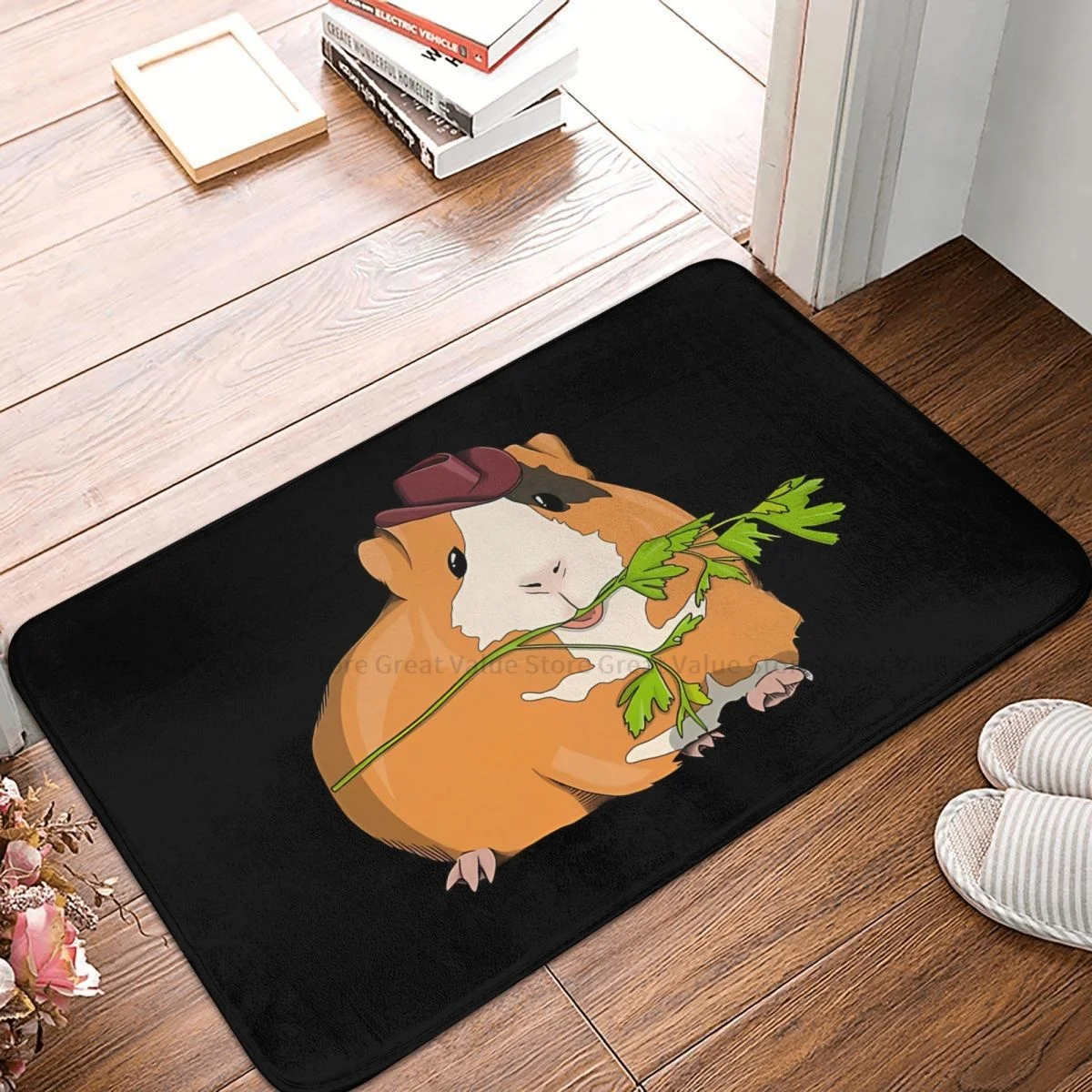 

Guinea Pig Pet Animal Bathroom Mat Cowboy Hat Doormat Living Room Carpet Outdoor Rug Home Decoration