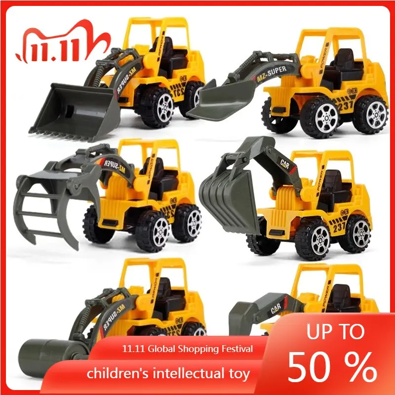 

6pcs Car Toy Plastic Diecast Car Model Construction Engineering Vehicle Dump Truck Forklift Excavator Car Mini Gift For Kids Boy