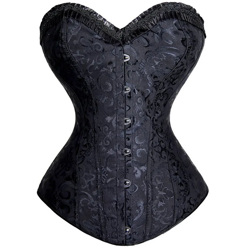 

New Steampunk Steel Boned Lace Up Back Sexy Body Bustier Overbust Corset Women Waist Cincher Corsets Black Large Size S-6XL New