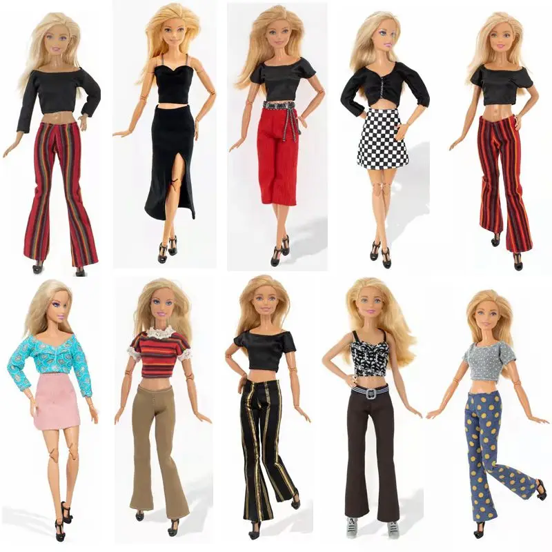 

1/6 Doll Outfits Set for Barbie Accessories T-Shirt Crop Top Skirt Pants Trousers 11.5" Doll Clothes for Barbie Clothes Girl Toy