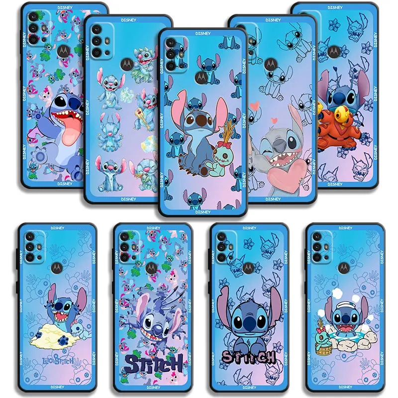 

Phone Case For Motorola G60 G50 G31 G30 G22 G9 G8 Power Lite Plus Edge 20Lite 30Pro One Fusion Disney Stitch Happy Play Smile