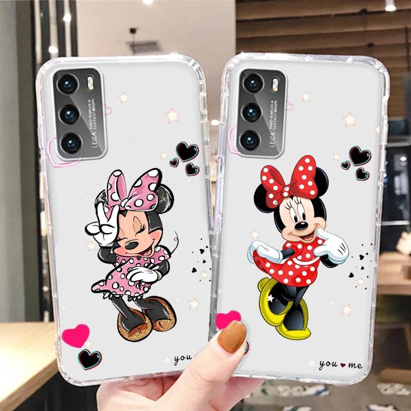 

Mickey Minnie Disney Cute Art Phone Case For Huawei P50 P40 P30 P20 Lite Mate 50 Nova 10 Y90 Y61 Y70 Plus 9 Pro 5T Transparent