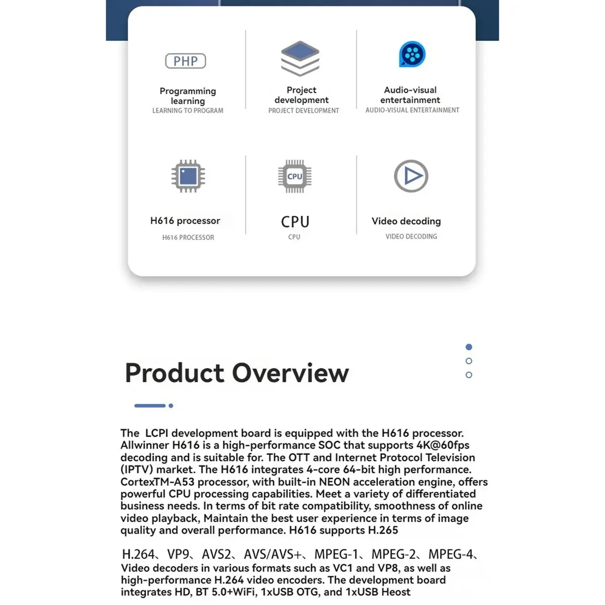 Плата разработки VivaA26Z для Allwinner H616 ZERO, 512 МБ, ARM-материнская плата, поддержка 4K60fps, модуль ТВ-приставки для OTT (art.: 3920dc26d4e45) - 3920dc26d4e45