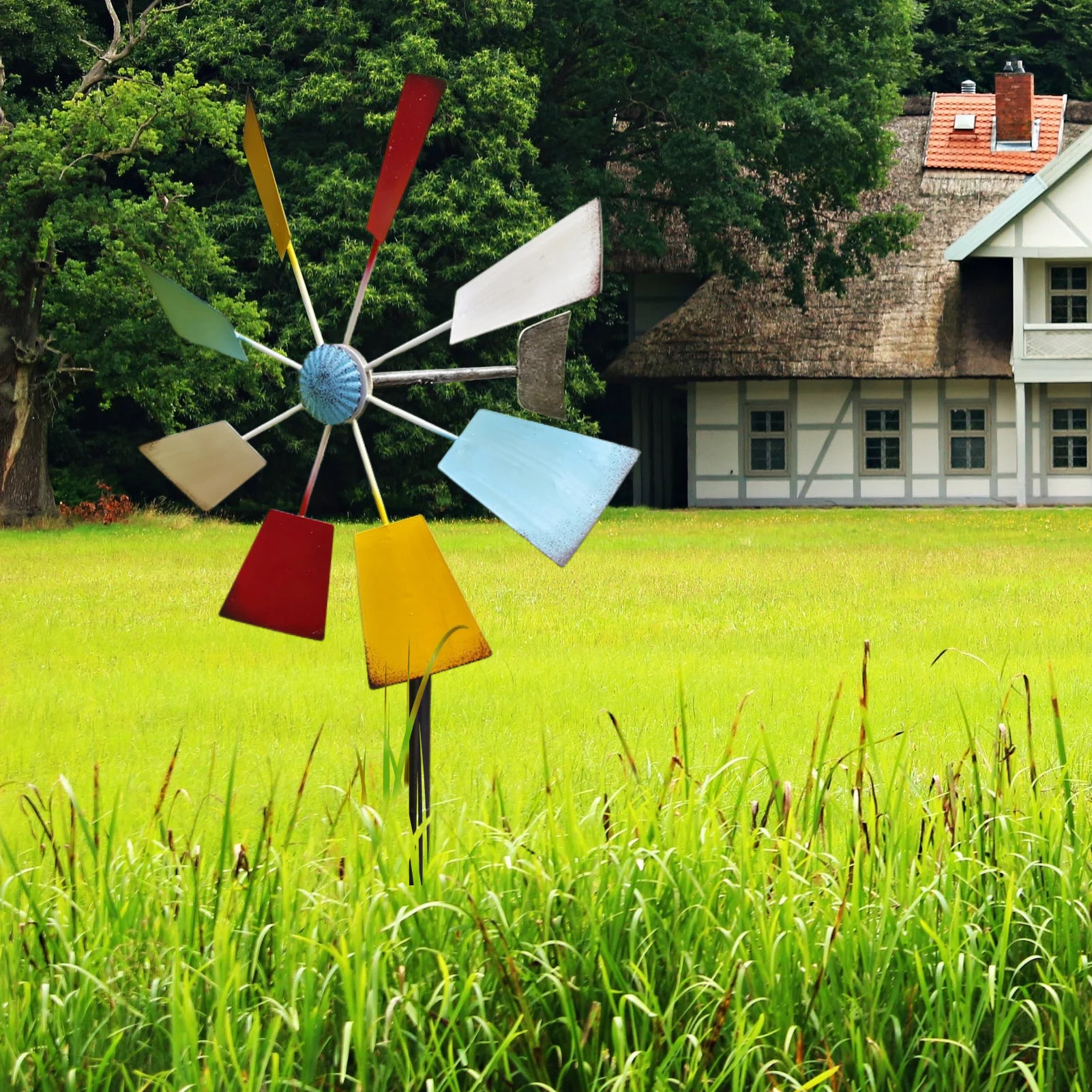 

Outdoor Iron Art Color Windmill Yard Art Outdoor Decorative Wind Spinners Durable Metal Crafts Garden Landscape Props