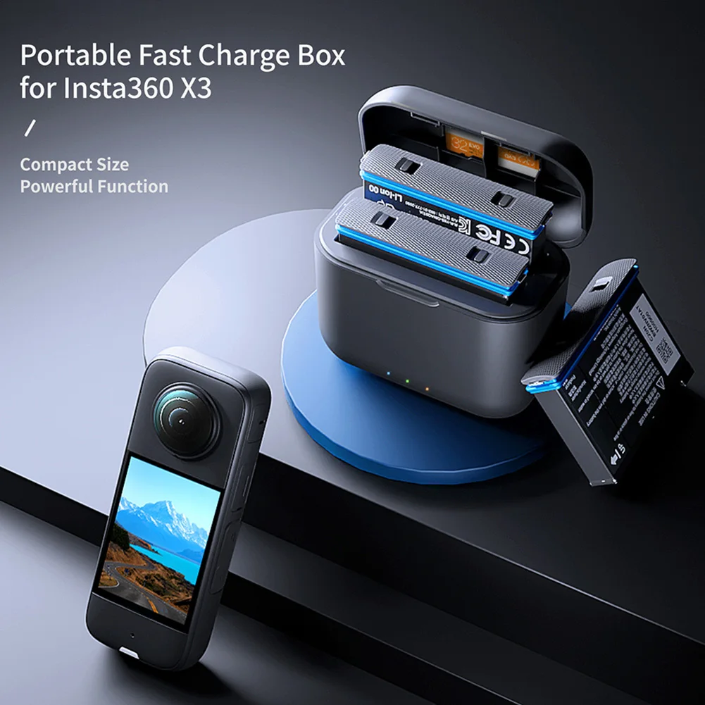 

Portable Fast Charging Box For Insta360 X3 Charger Case USB Type-C Battery Charging Compartment For Insta360 X3 Charge Accessory