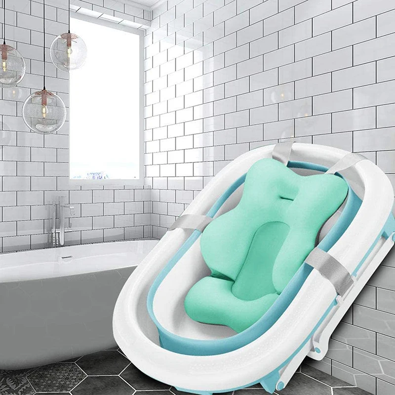 

Baby Bathtub Cushion Foldable Baby Bath Seat Support Pad Newborn Bathtub Chair Infant Anti-Slip Soft Comfort Body Cushion Mat