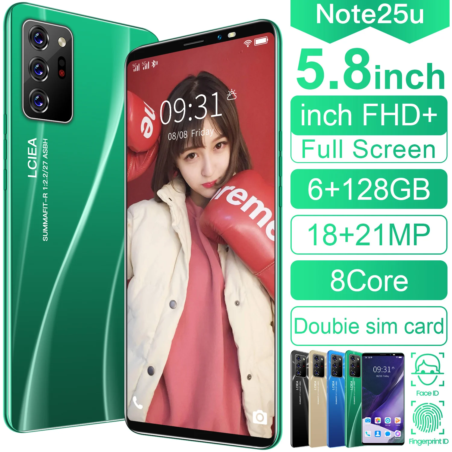 Note25U Dual SIM 5.8Inch 6GB 128GB Global Version Celulares Android MobilePhones 3G 4G LTE 5G Smartphone Cellphone Telephone