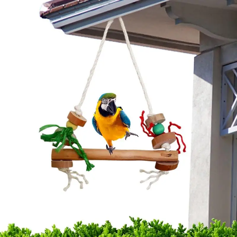 

Bird Swing Toy Parrot Perch Molar Stick Natural Wood Standing Supplies For Budgies Medium Parrots Parakeets Cockatiels Lovebirds