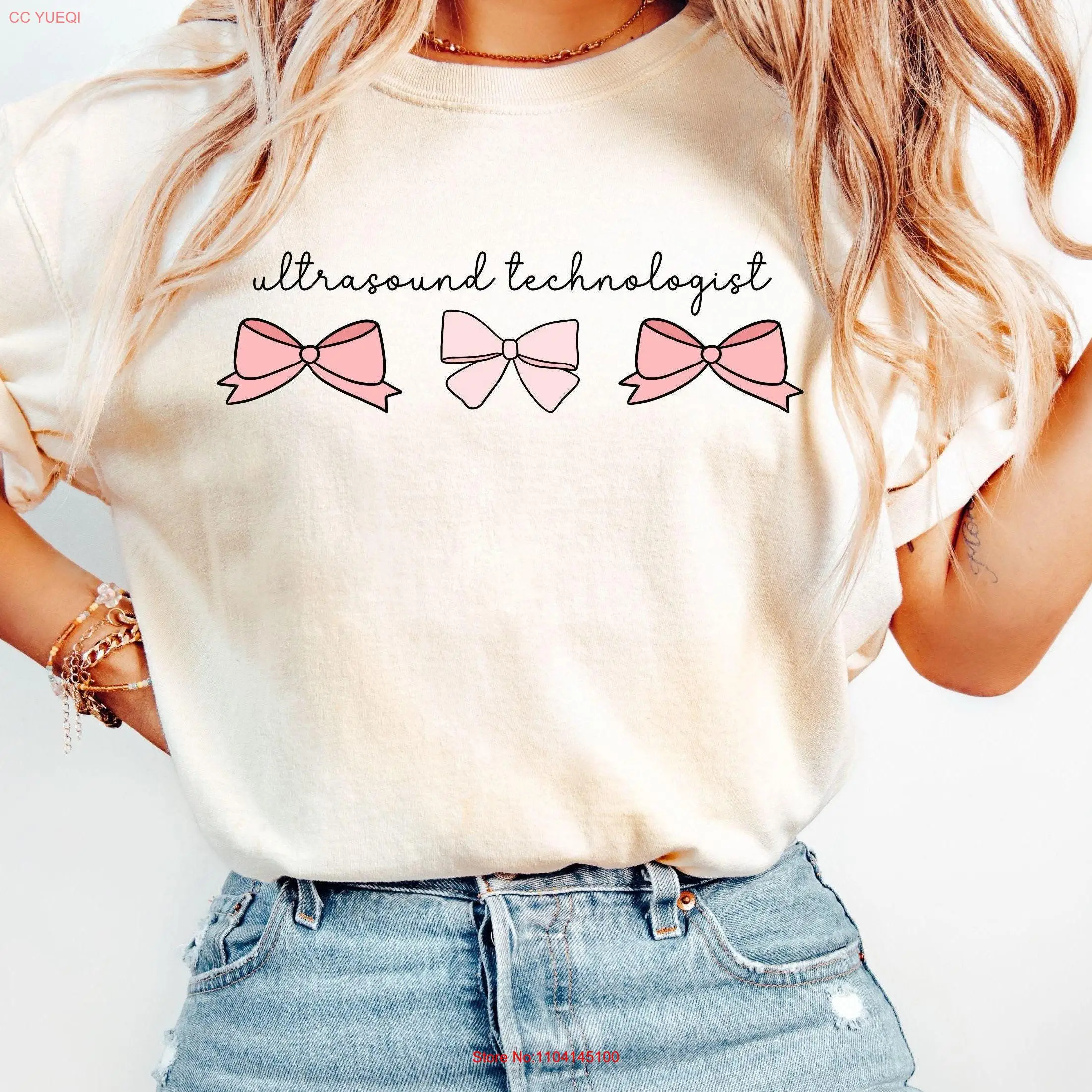 Комфорт Цвета Ультразвуковой Технология Кокетка Розовые Луки Сонограф Футболка
