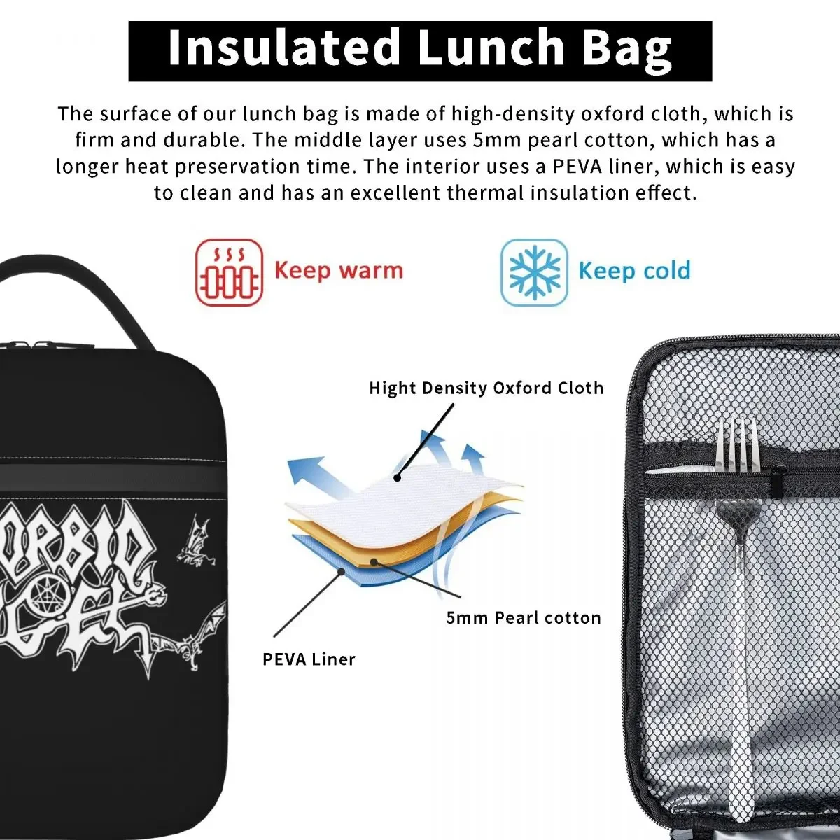 Термоизолированная сумка для ланча с логотипом Morbid Angel путешествий многоразовая