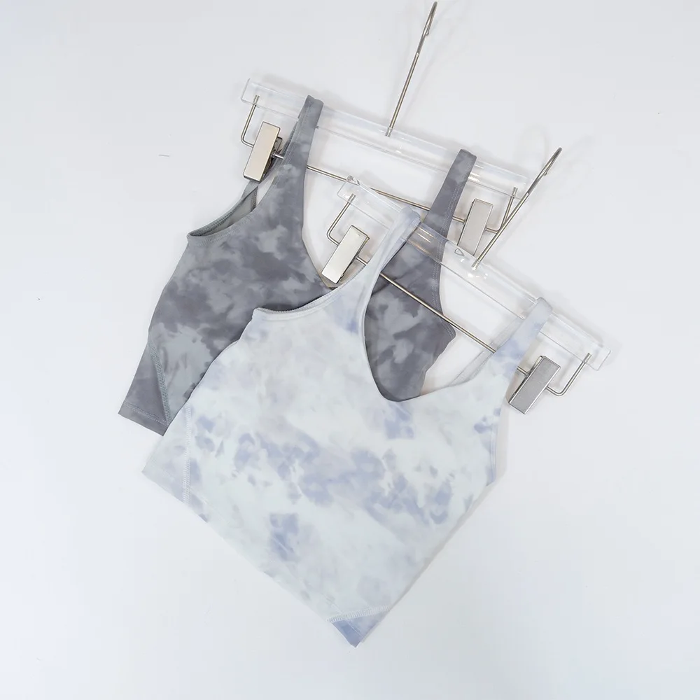 Lulu-Tie Dyed Vest Align Sports Quick Drying U-shaped Bra Fitness Yoga Beauty Back With Chest Pad inside