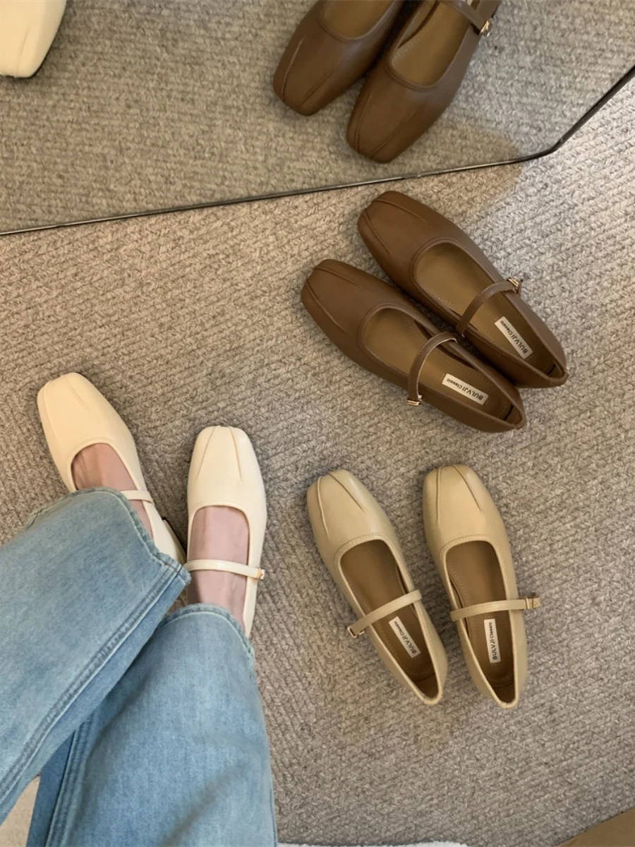 Весна 2024 дизайнерские женские элегантные туфли с квадратным носком однотонные в