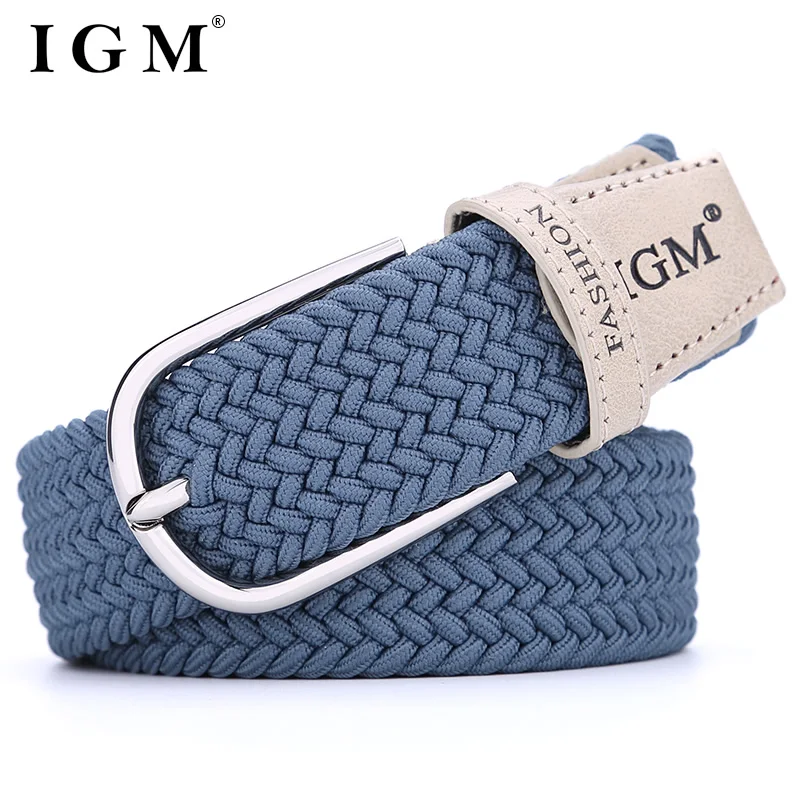 Canvas Woven Belt Men's Non-Hole Elastic Elastic Belt Male Students Young People All-Match Jeans with Fashion