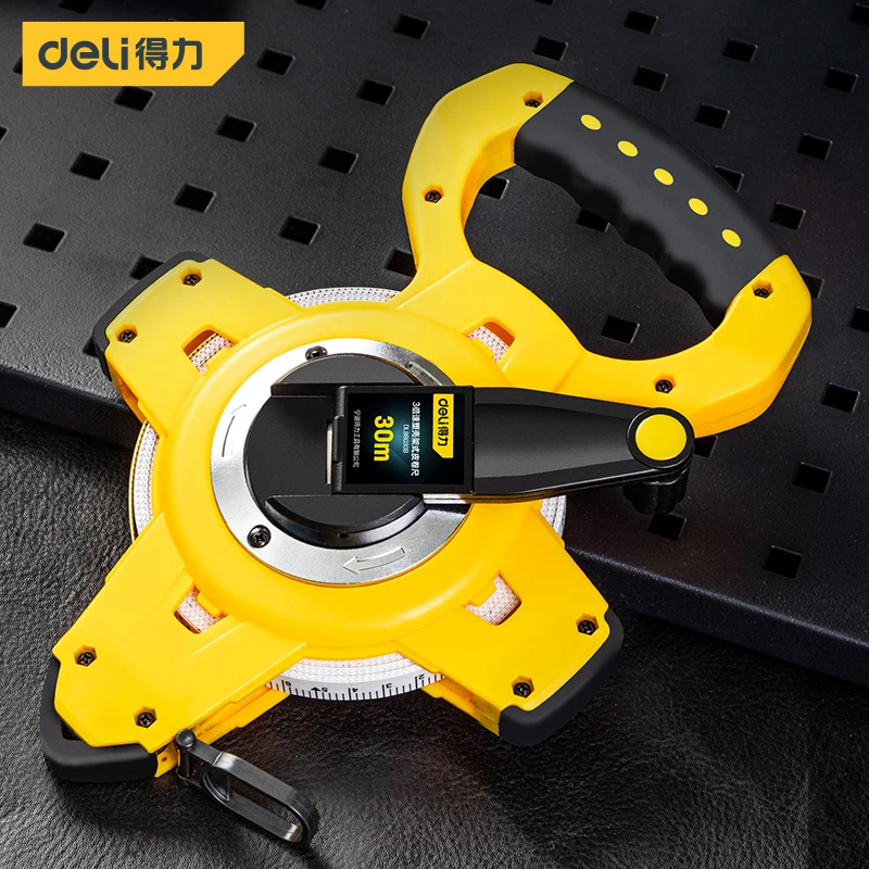 

Deli лента из волоконной ленты измерительный инструмент лента портативная измерительная лента полоса с тремя скоростями волоконная лента 30 м DL98030B