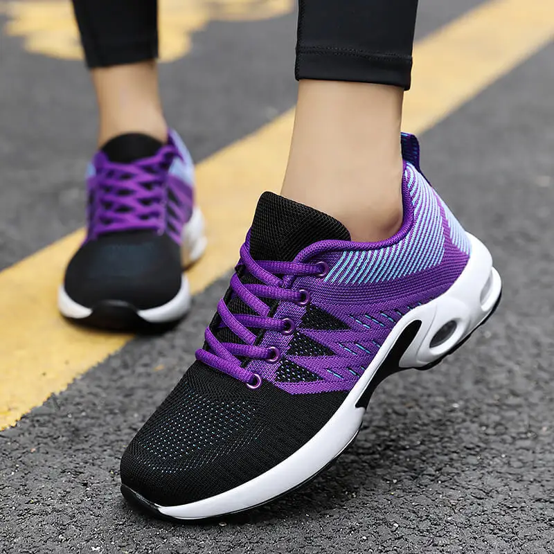 Women Sports Shoes Air Cushion Decompression Outdoor Hiking Shoes Wear-resistant Lace-Up Athletic Shoes Flat Casual Dance Shoes