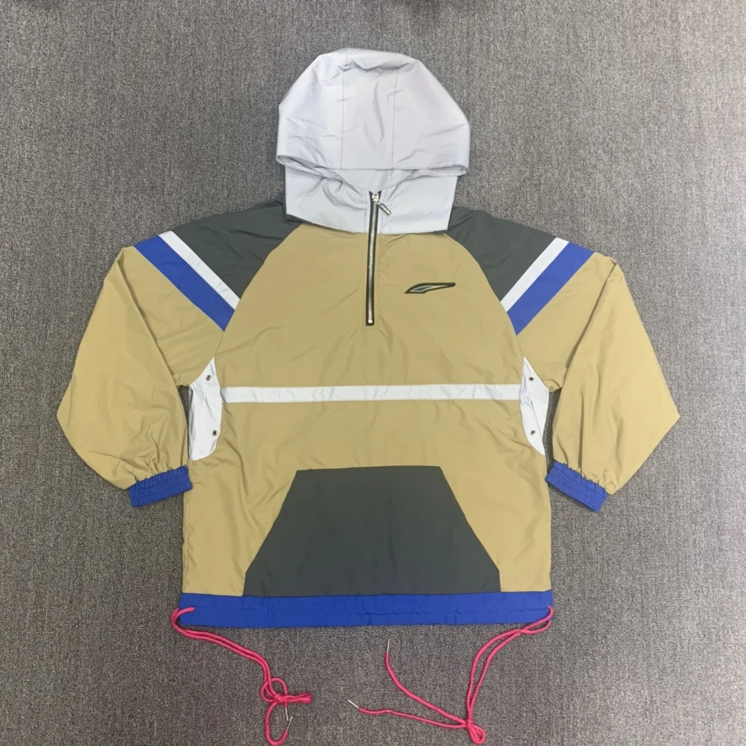 

21SS Reflective Jacket Hip Hop RHUDE Joint Men's Woven Jacket Half Zipper Pullover Jacket Trendy Rhude Sport jacket Windbreak