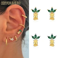keyounuo gold filled silver color stud earrings for women zircon piercing colorful earring fashion party jewelry wholesale