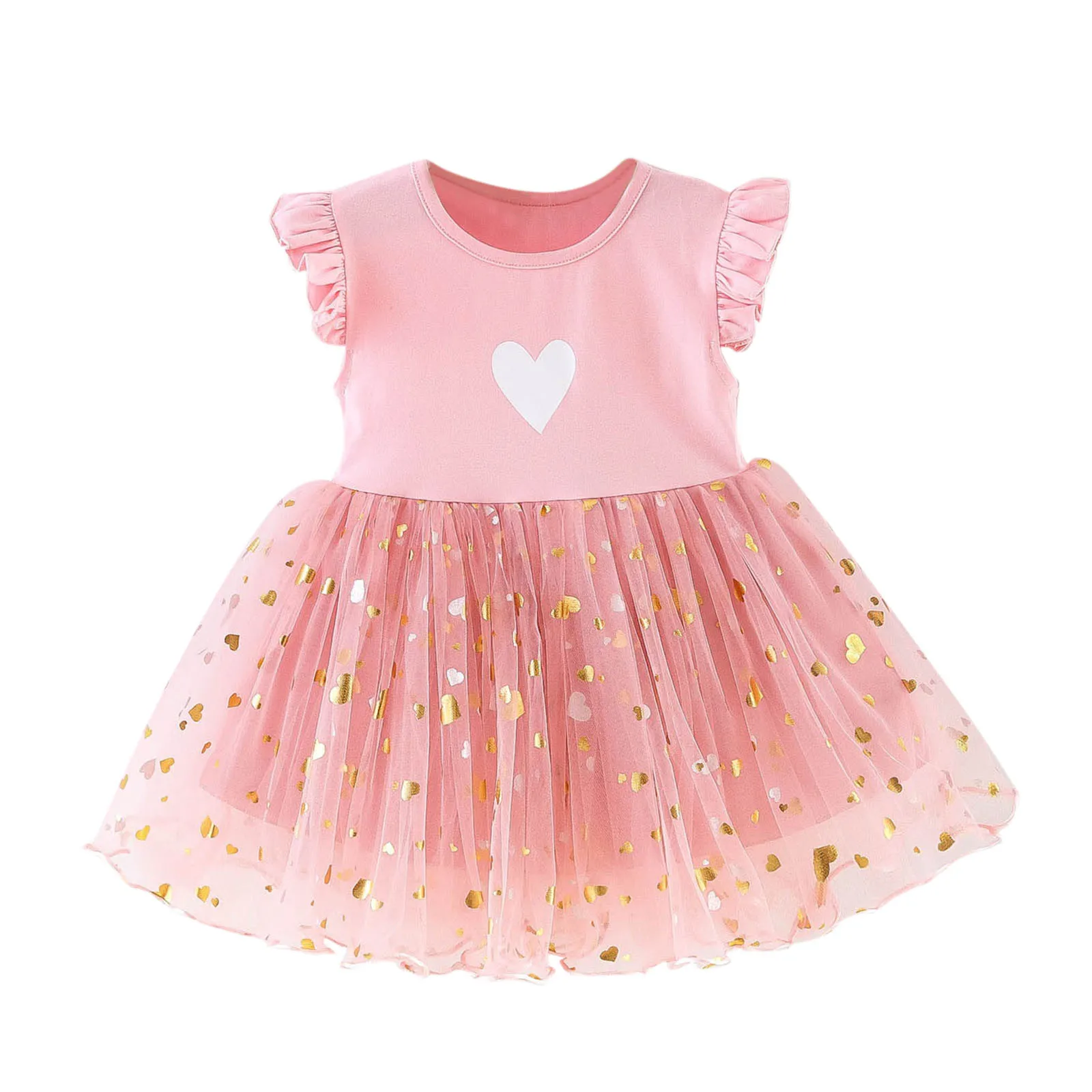 

Princess Fly Baby Heart Sleeve 6M-3Y Girls Sequin Infant Tulle Printed Dress Girls Dresses Wonder Nation Dress