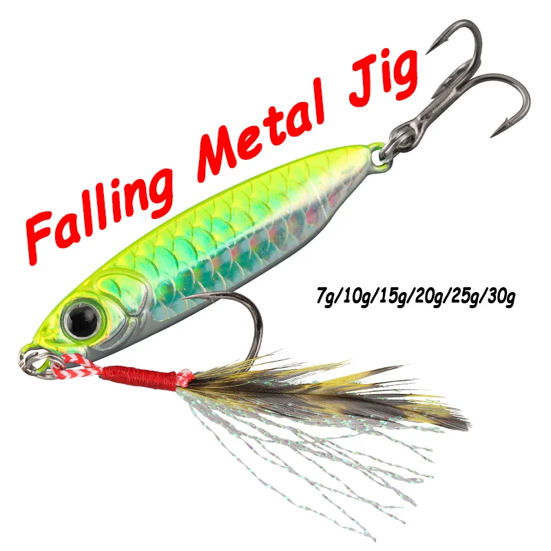 

Metal Jig Fishing Lure 7g-30g Feather Fishing Hook Cast Jigging Spinning Spoon Artificial Casting Bait Sea Bass Pesca Tackle