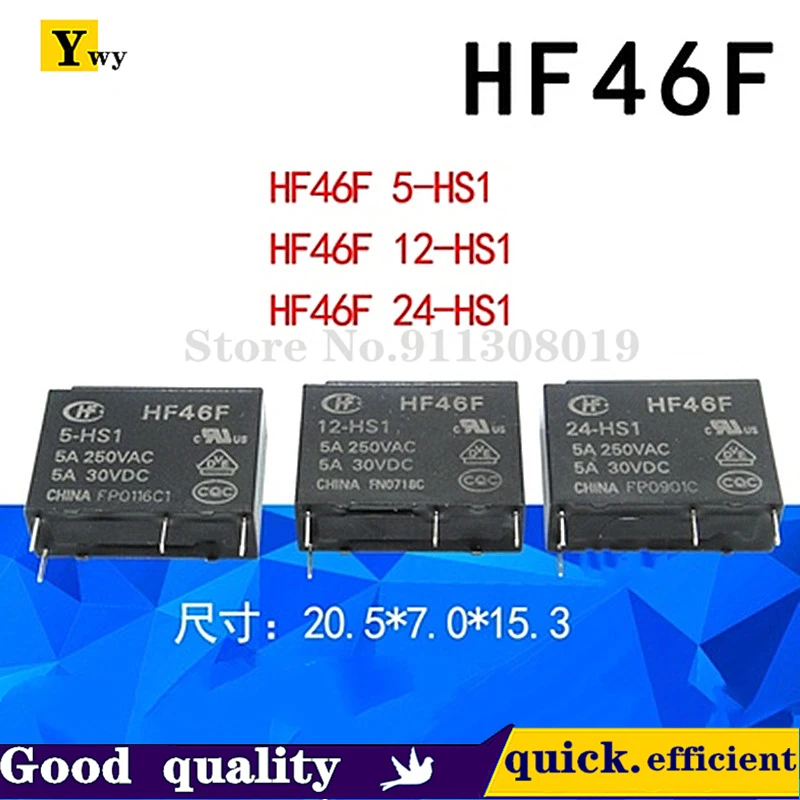 5 шт./лот HF46F-5/12/24-HS1 5V12V24V HF46F-5/12/24-HS1T Hongfa relay 5A4 pin 1 нормально открытая фотография (HS1T) 7A G5NB