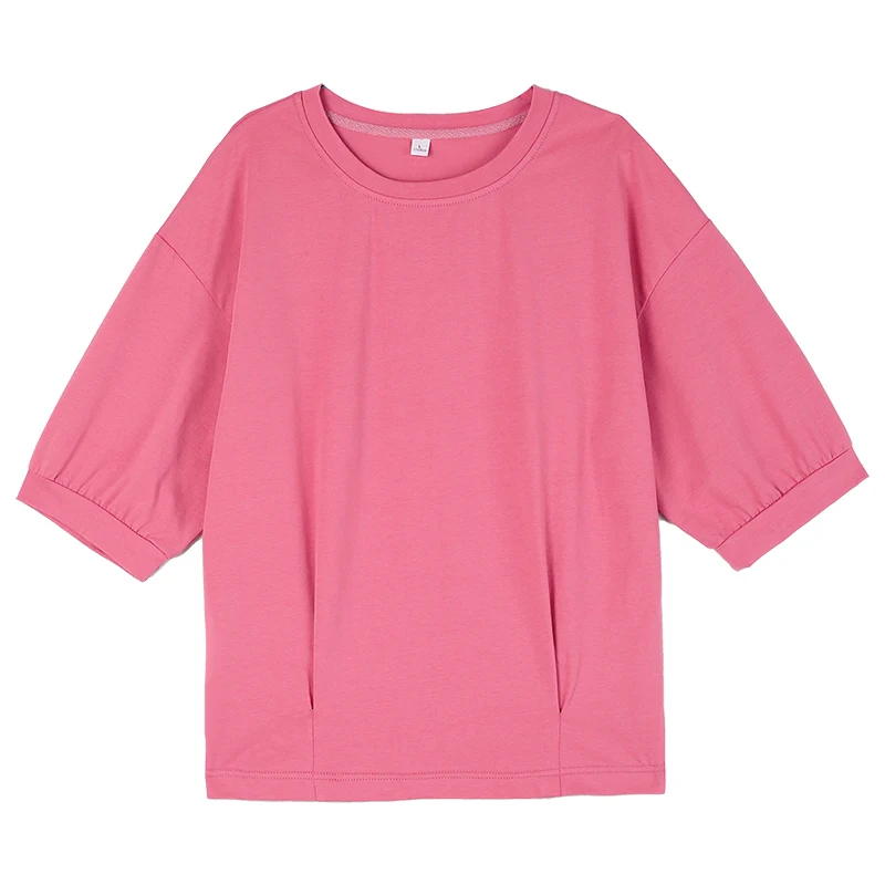 Женская летняя новая Повседневная футболка с круглым вырезом и длинным рукавом