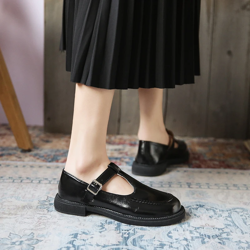 

WHNB 2022 NEW Spring/ Autumn Planet Buckle Square Toe Platform Casual Mary Jane Shoes Crocodile Pattern Real Leather