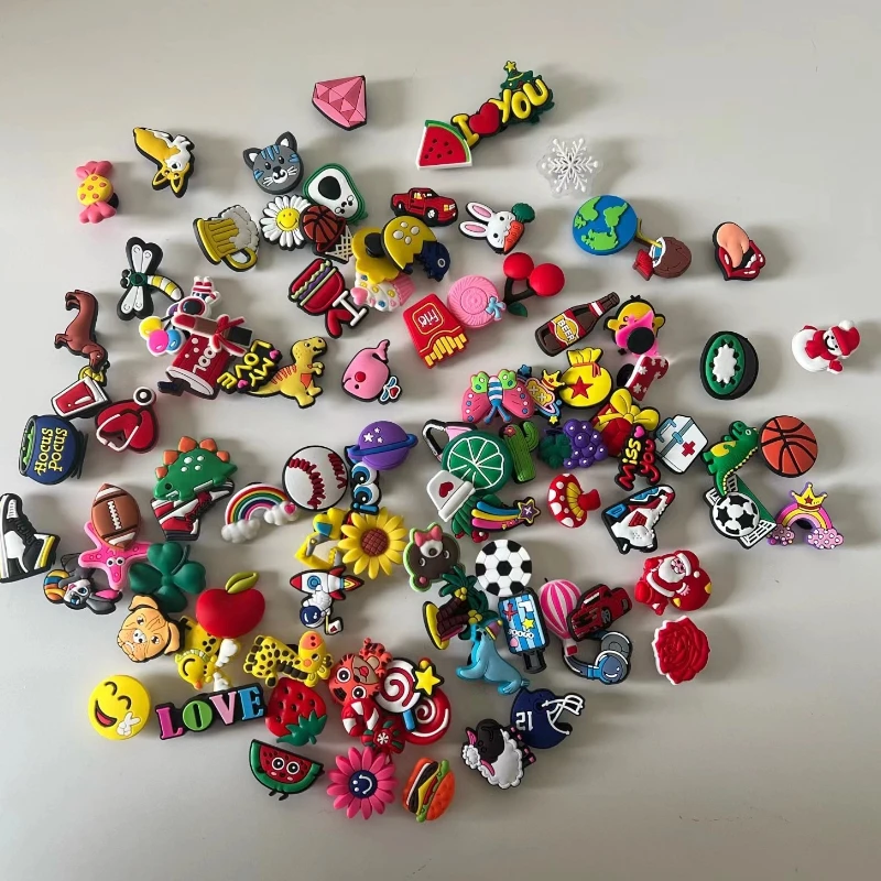 100pcs /Set Shoe Charms  PVC Anime  Cartoon Shoe Decorations  For Croc Jibz Charms Kids Party Gifts