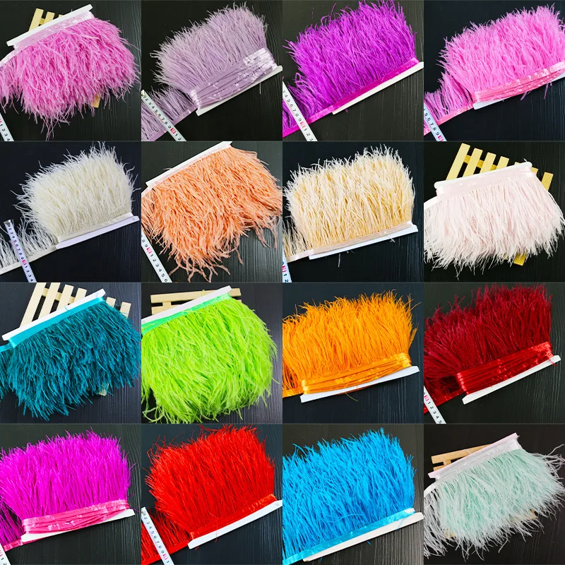 

50 cm/1 M/ 2 M8-10cm Multicolor Real Ostrich Hair Trim Ribbon White Ostrich Dress Garment Decoration Sewing Feather Craft