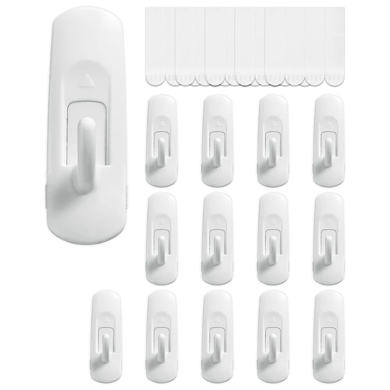 

1Set 14 Hooks+20 Strips, Utility Hooks Organize Damage-Free Hanging Hooks Heavy Duty Hooks For Hanging