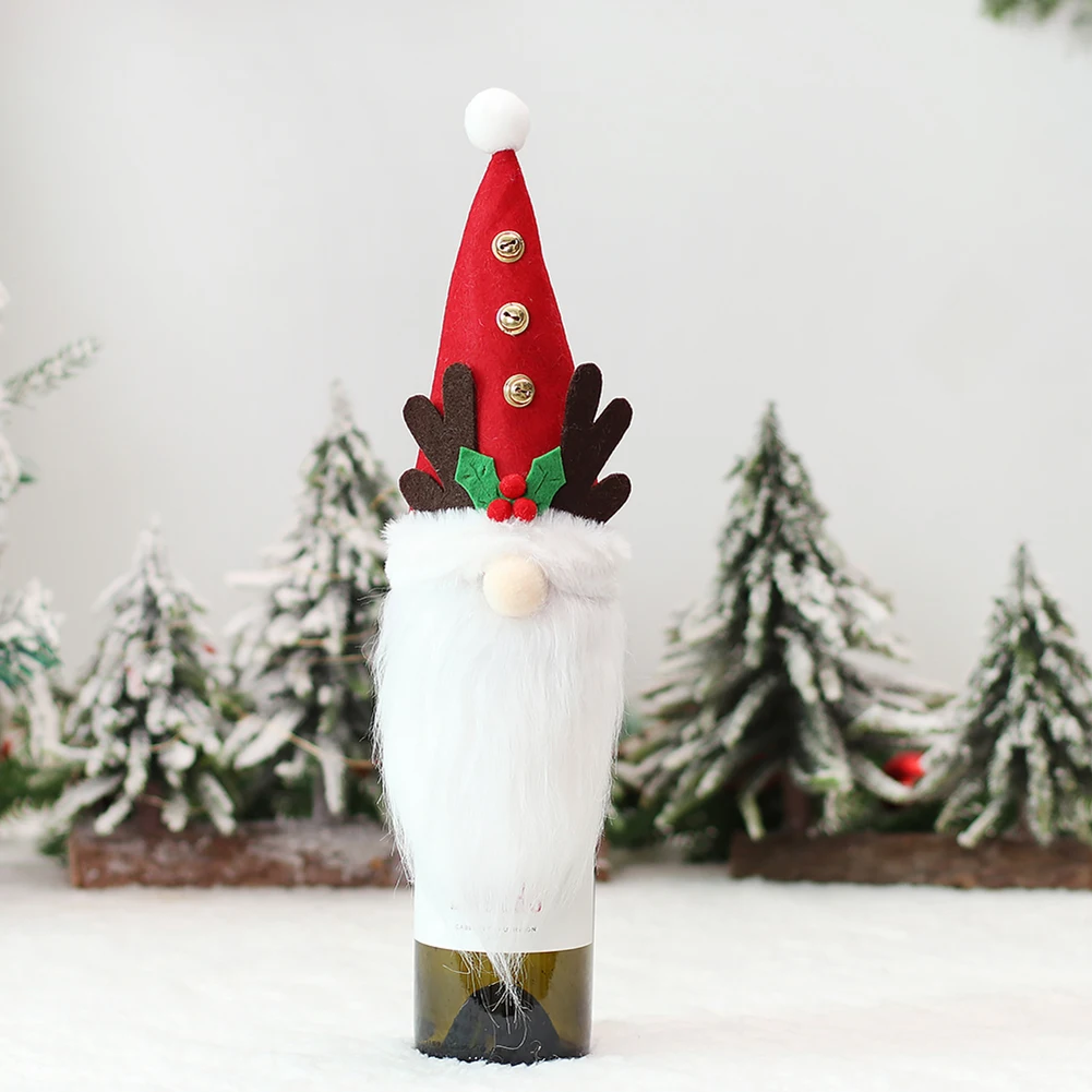 

Рождественская фланелевая Крышка для винной бутылки, рождественские украшения, крышки для бутылок, украшение для обеденного стола, крышка для винной бутылки, пальто, кухонные принадлежности